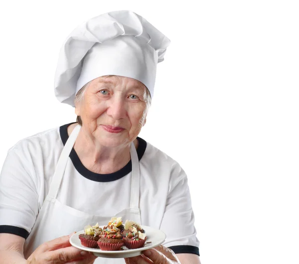 Kobieta starszy kucharz — Zdjęcie stockowe