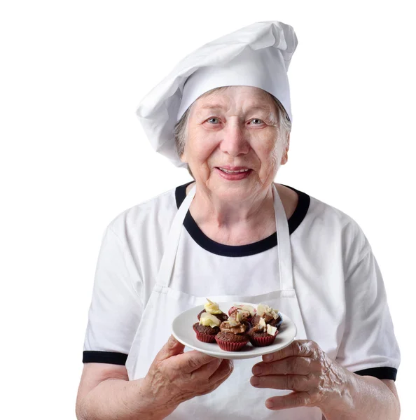 Äldre kvinna cook — Stockfoto