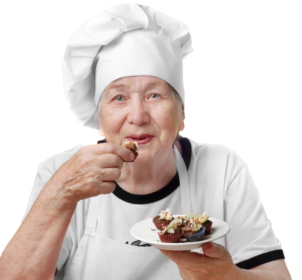 年配の女性の料理 — ストック写真