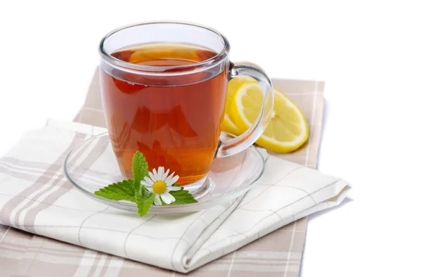 Ένα φλυτζάνι τσάι και λεμόνι — Φωτογραφία Αρχείου