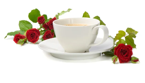 Кава і троянди — стокове фото