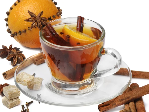 Boże Narodzenie herbata i pomarańczowy — Zdjęcie stockowe