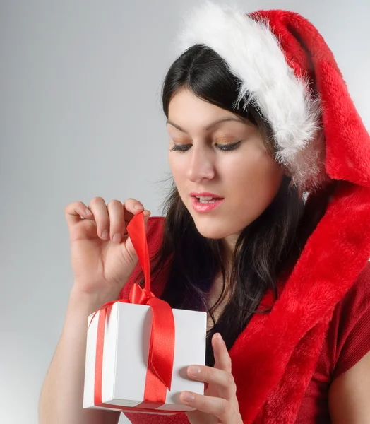 Young woman in Santa hat — Stock Photo, Image