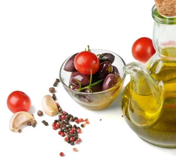 Olivenöl und Tomaten — Stockfoto