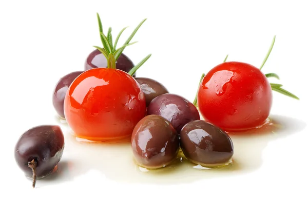 Azeitonas, tomates e alecrim — Fotografia de Stock