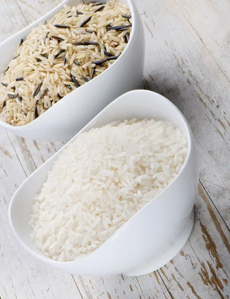 Wild and long grain white rice — Stock Photo, Image