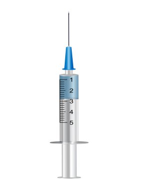 Medical syringe on white background clipart