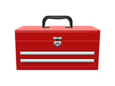 Closed red toolbox isolated on white background clipart