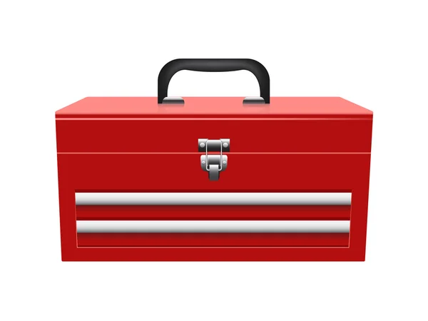 Caixa de ferramentas vermelha fechada isolada no fundo branco — Vetor de Stock