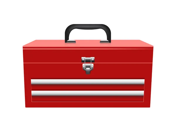 Zárt piros toolbox elszigetelt fehér background — Stock Vector