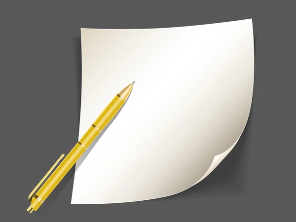 Feuille de papier avec un stylo — Image vectorielle