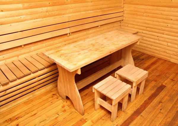Interior de madeira da sauna sala de descanso — Fotografia de Stock