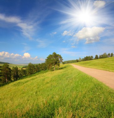 Summer landscape with road clipart