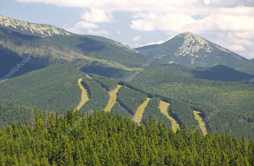 Bukovel ski resort in summer, Carpathians, Ukraine