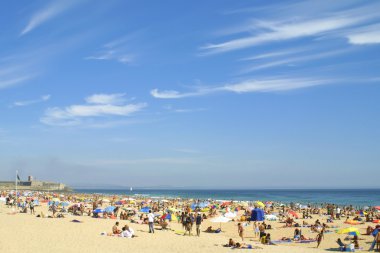 Crowded Atlantic summer beach clipart