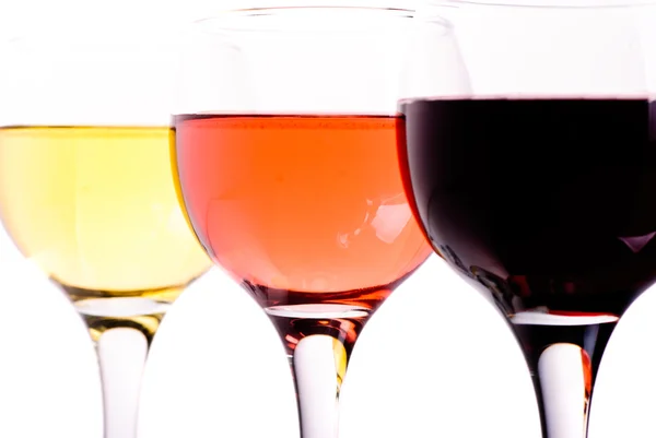 Três copos de vinho diferentes — Fotografia de Stock