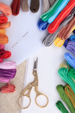 Embroidery floss and needle clipart