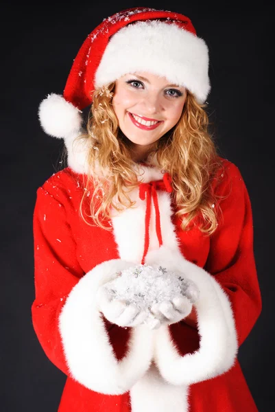 Christmas santa flicka — Stockfoto