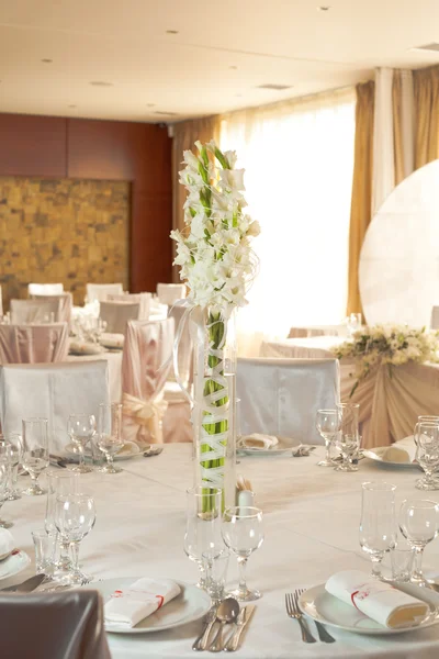 Bílé svatební stůl sada — Stock fotografie