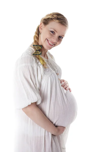 Donna incinta isolata — Foto Stock