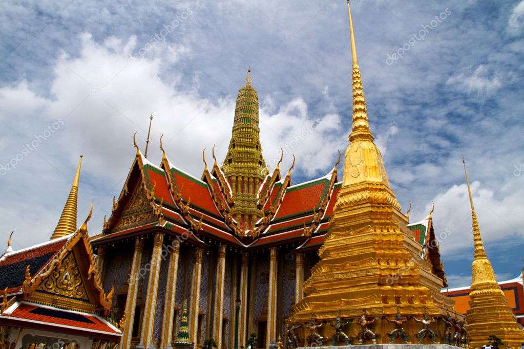 Magnificent Golden Stupa in Wat  Phra Kaeo  Grand Palace 