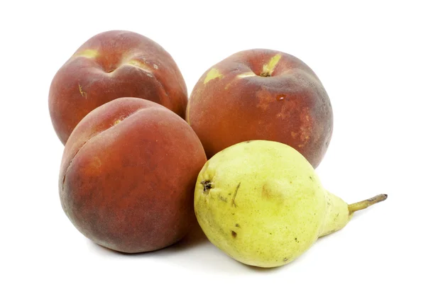 stock image Ripe peach fruit and pear