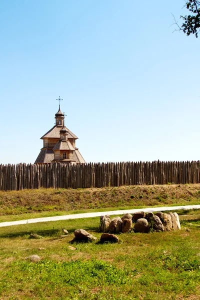 Holzkirche auf der Insel hortitsa — Stockfoto