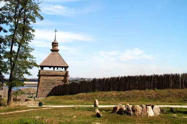 Wood church on island Hortitsa — Stock Photo, Image