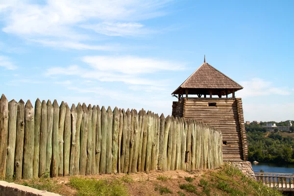 stock image Wood church on island Hortitsa