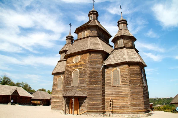 Woode church on island Hortitsa — Stock Photo, Image