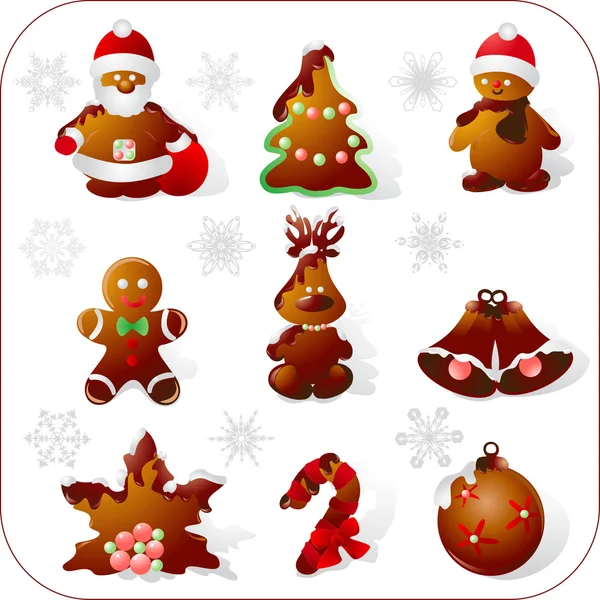 Bolo de Natal, conjunto de ícone de sobremesa — Vetor de Stock