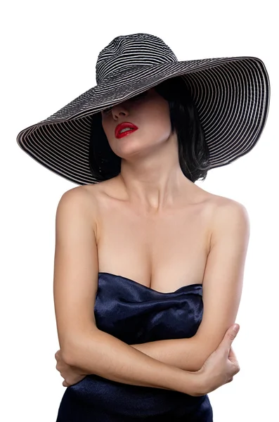 Žena v široká krempa klobouku — Stock fotografie