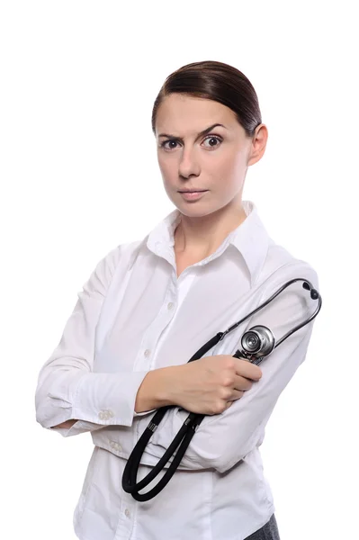 Displeased medical female doctor — Stock Photo, Image