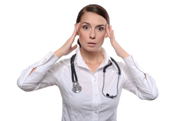 Läkare med migrän huvudvärk — Stockfoto