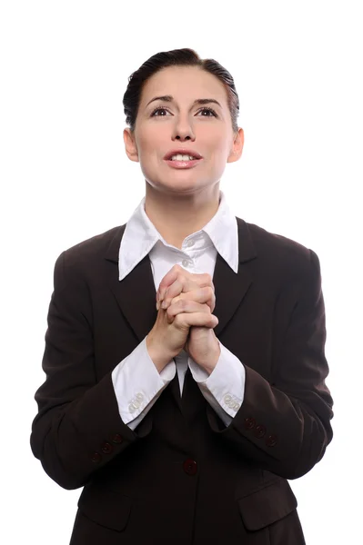 Biznes kobieta modli się — Zdjęcie stockowe