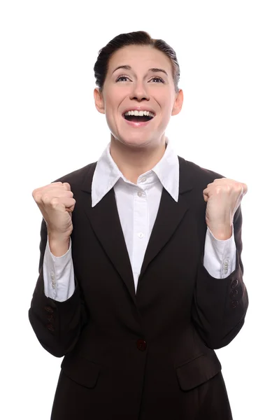 Happy business woman crying — Stock Photo, Image