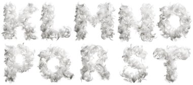 Alphabet made from feathers