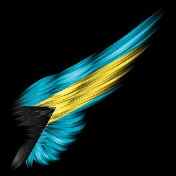 Flügel mit Bahamas-Flagge auf schwarzem Hintergrund — Stockfoto