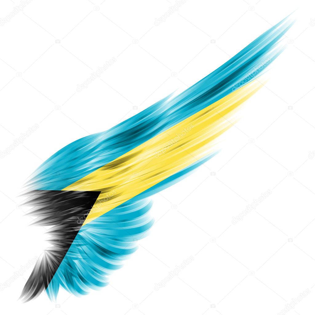 Wing with Bahamas flag on white background