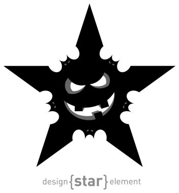 Halloween star with flying bats and smile pumpkin face clipart