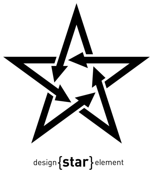 Soyut tasarım öğesi siyah yıldız ile okları — Stok fotoğraf