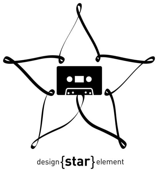 Audiocassette and design element star from tape — Stok fotoğraf