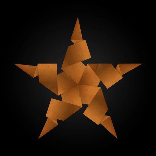 Origami strukturierter Stern aus altem Papier auf schwarzem Hintergrund — Stockfoto