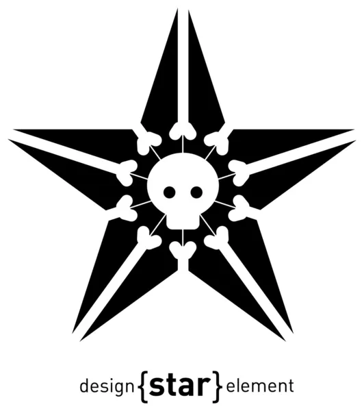 Raster diseño elemento estrella con cráneo y huesos —  Fotos de Stock