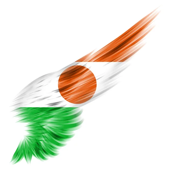 Bandeira nigeriana na asa abstrata com fundo branco — Fotografia de Stock