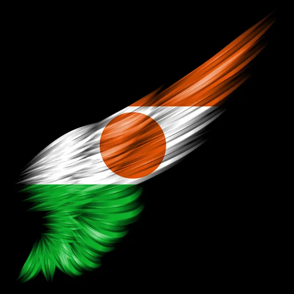Abstract wing with Niger flag on black background — Stock Photo, Image