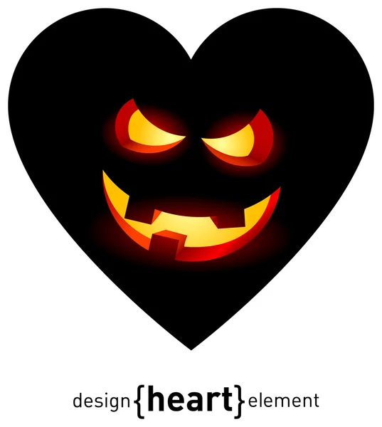 Black abstract heart with helloween smile — Stock Photo, Image