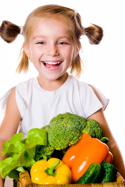 Kleines Mädchen mit dem Gemüse — Stockfoto