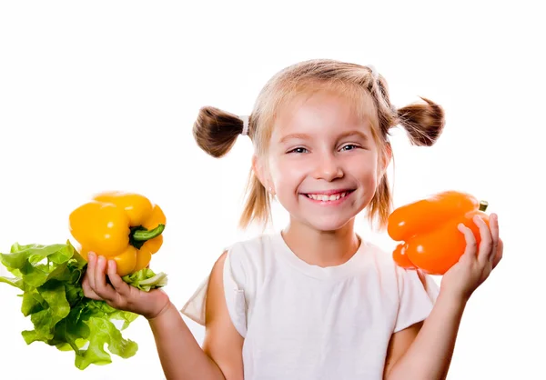 Petite fille aux légumes — Photo