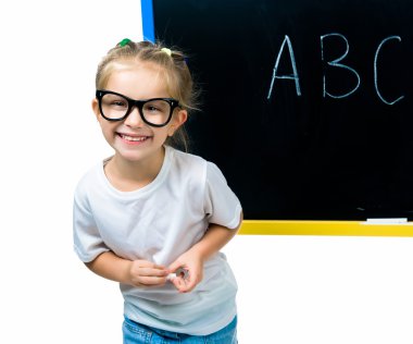 Beautiful little girl on a board clipart